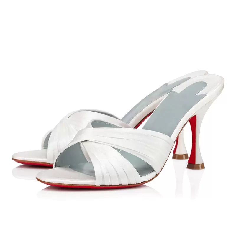 Fashion Refined Women Red Bottoms Pump Sandals Summer East Mule 55mm Black White Matte Leather Design Peep Toe Slingback Wedding Party High Heel Cas
