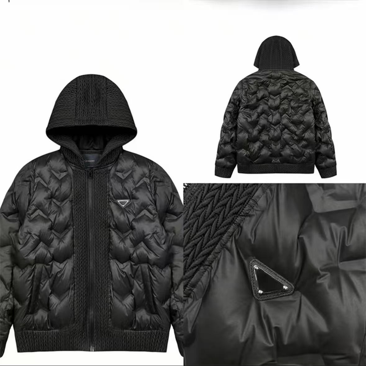 p brand down jacket desigenr milano jacket Men's Autumn Winter New Fashion Casual Loose Versatile Cotton Hooded Trendy Warm Lightweight Jacket