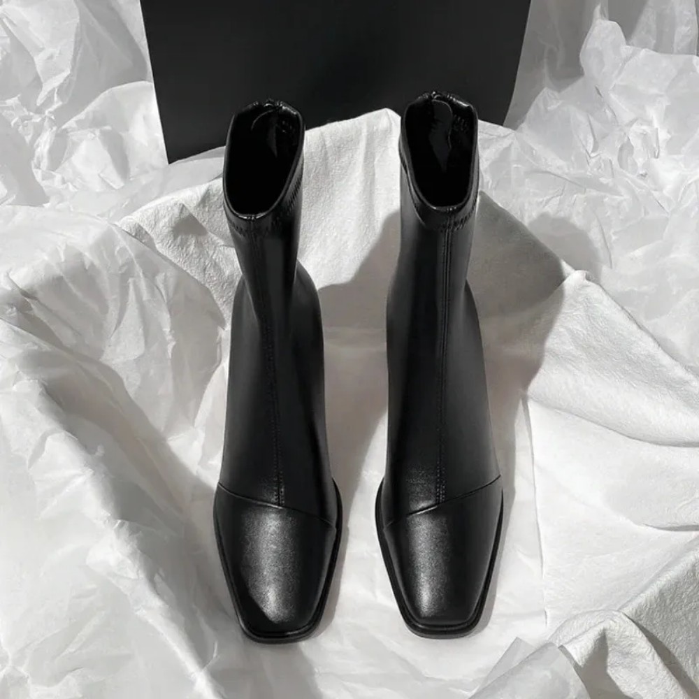 2026 Winter New Fashion Zipper Designer PU Leather Outdoor Casual Dress Womens Party Boots