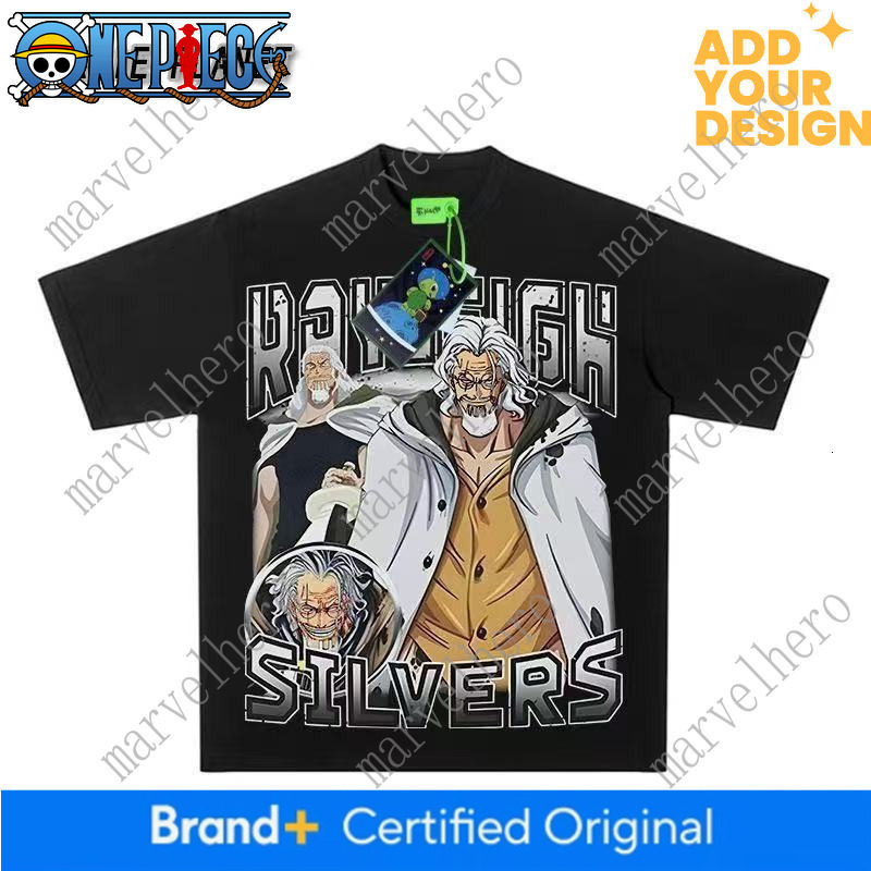 100% pure cotton One Piece Rayleigh anime collaboration short-sleeve T-shirt, unisex, summer retro anime-style round-neck top