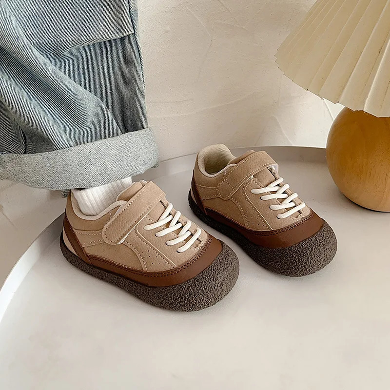 1-6 Years Boys Shoes Autumn Winter Kids Sneakers Warm Fur Soft PU Leather Children Casual Shoes For Boy Khaki Coffee 260915