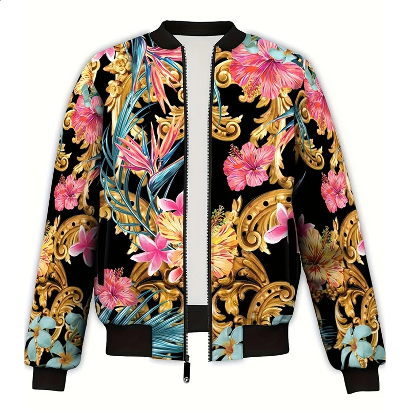 y Baroque Bomber Jacket Men Women 3D Printed Gold Graphic Floral Jackets Street Trend Fashion Autumn Zipper Soft Coat 260917