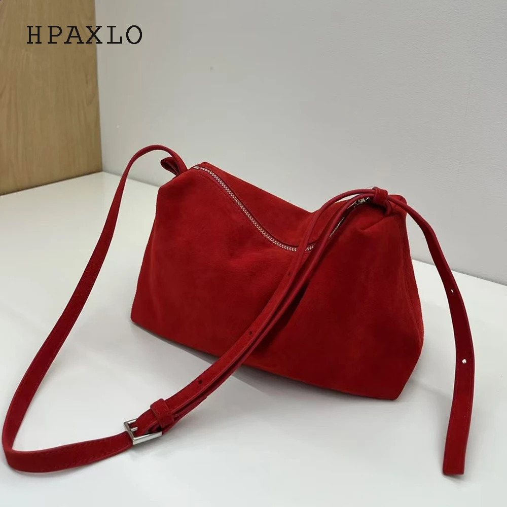 Suede Pillow Bag Autumn and Winter Niche Female Genuine Leather Simple Fashion Shoulder Crossbody Bag Womens Bag 260916