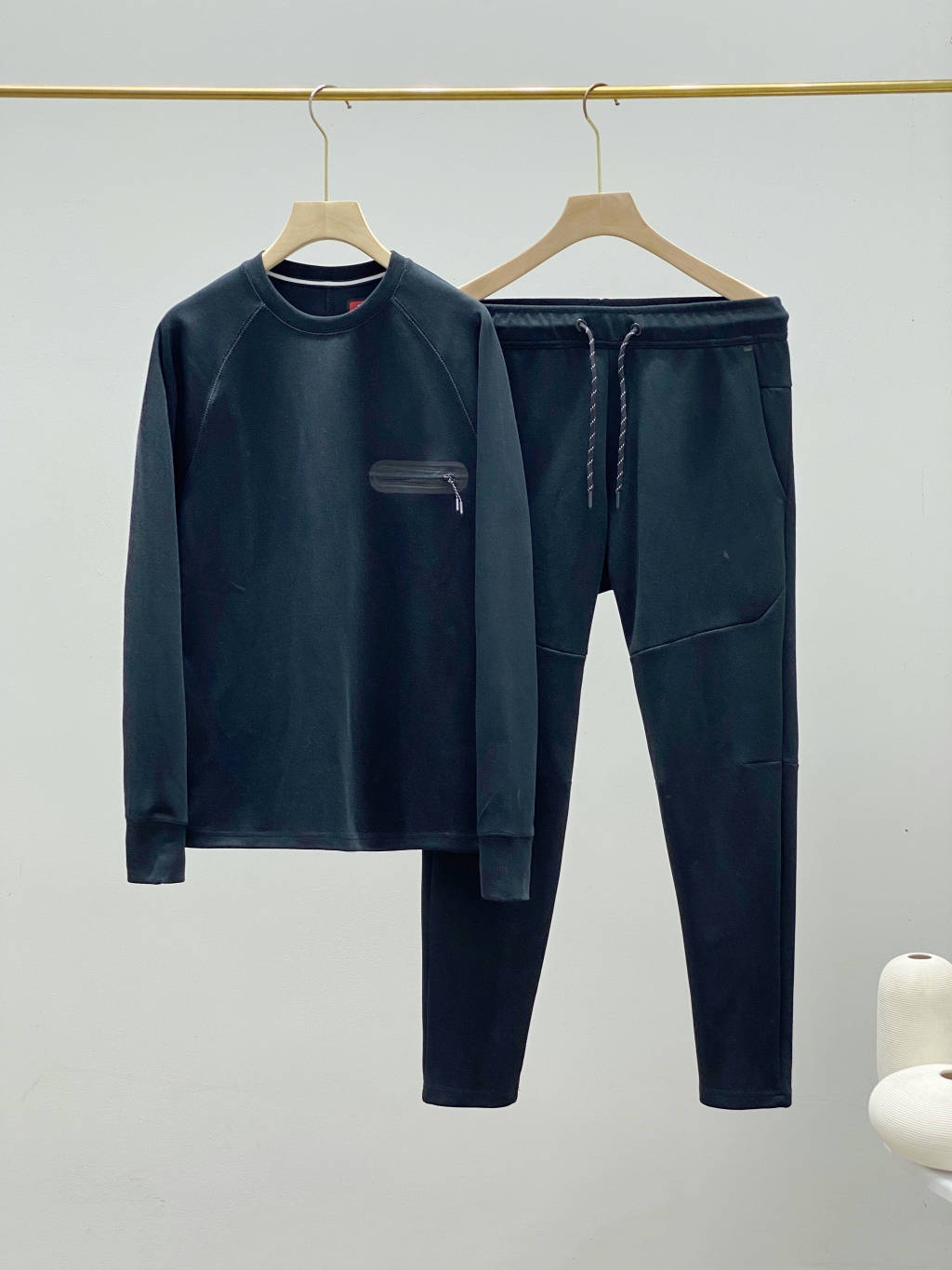 unisex spring round neck pullover sweatshirt and pants combo by rouinnne with pocket detailing