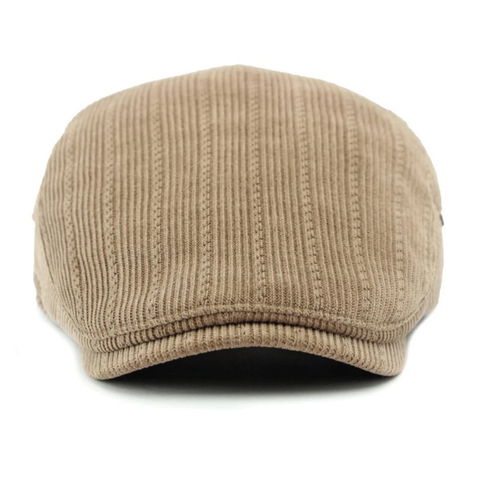 Fleece Lined Corduroy Beret Hat for Men Women Winter Casual Cap