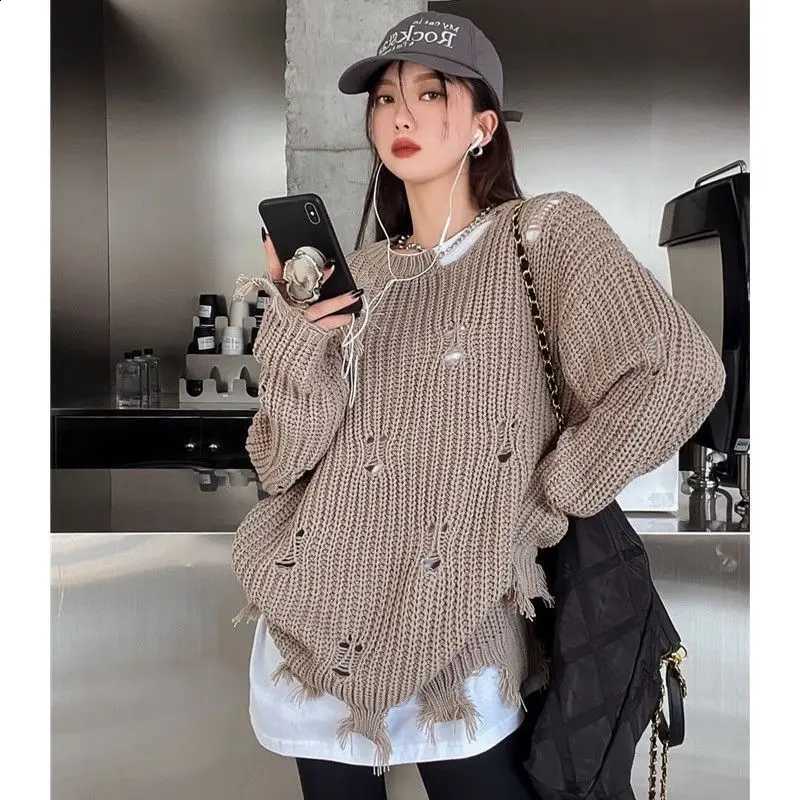 Sweater Knitted Ladies' Loose Hollow out Design Fashionable Casual Style Hollow Hole Detailing Elegant Vintage Trendy J260916