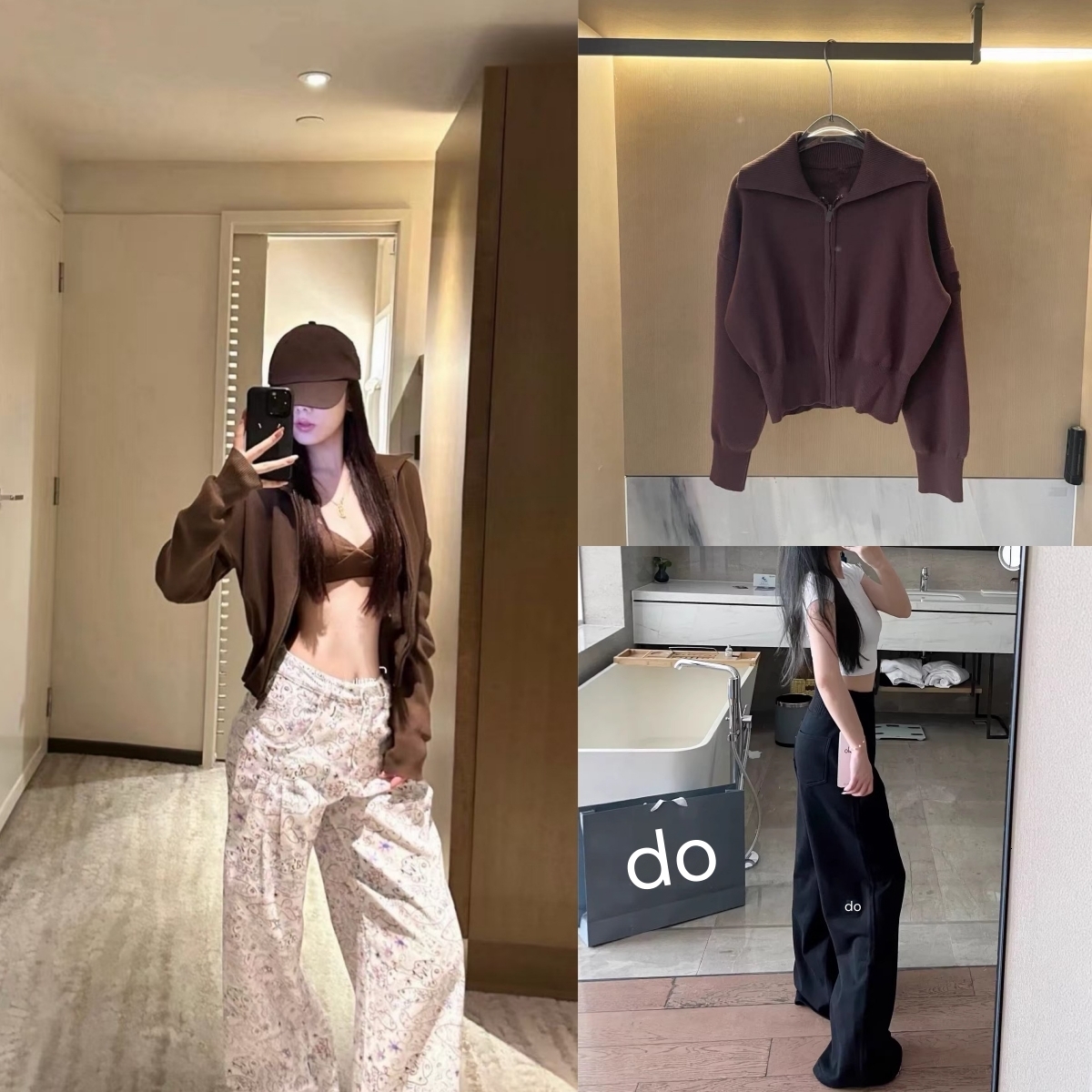 Women Designer Knit Set Scholar Knit Cropped Full Zip Jackets Yoga Cardigan Serenity Wide Leg Sweatpant Cropped knitted Sweater Winter Gym Outfit Sh