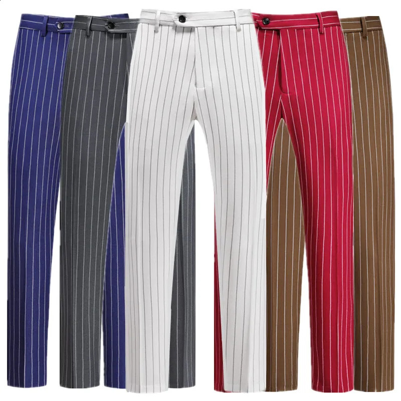 Autumn Winter Men's Formal Business Social Striped Suit Pants Fashion and Simple Wedding Party Event Dress Trousers 260917