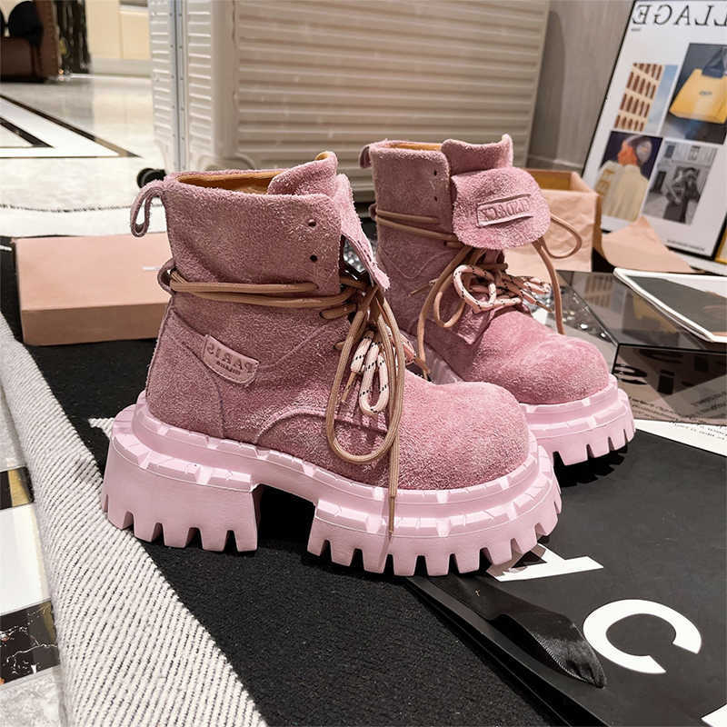 Boots Ankle Platform Suede Womens Designer Shoes for Woman fashion Winter Women Short Botas 2025 Gladiator Boots Mujer Zapatos D260917