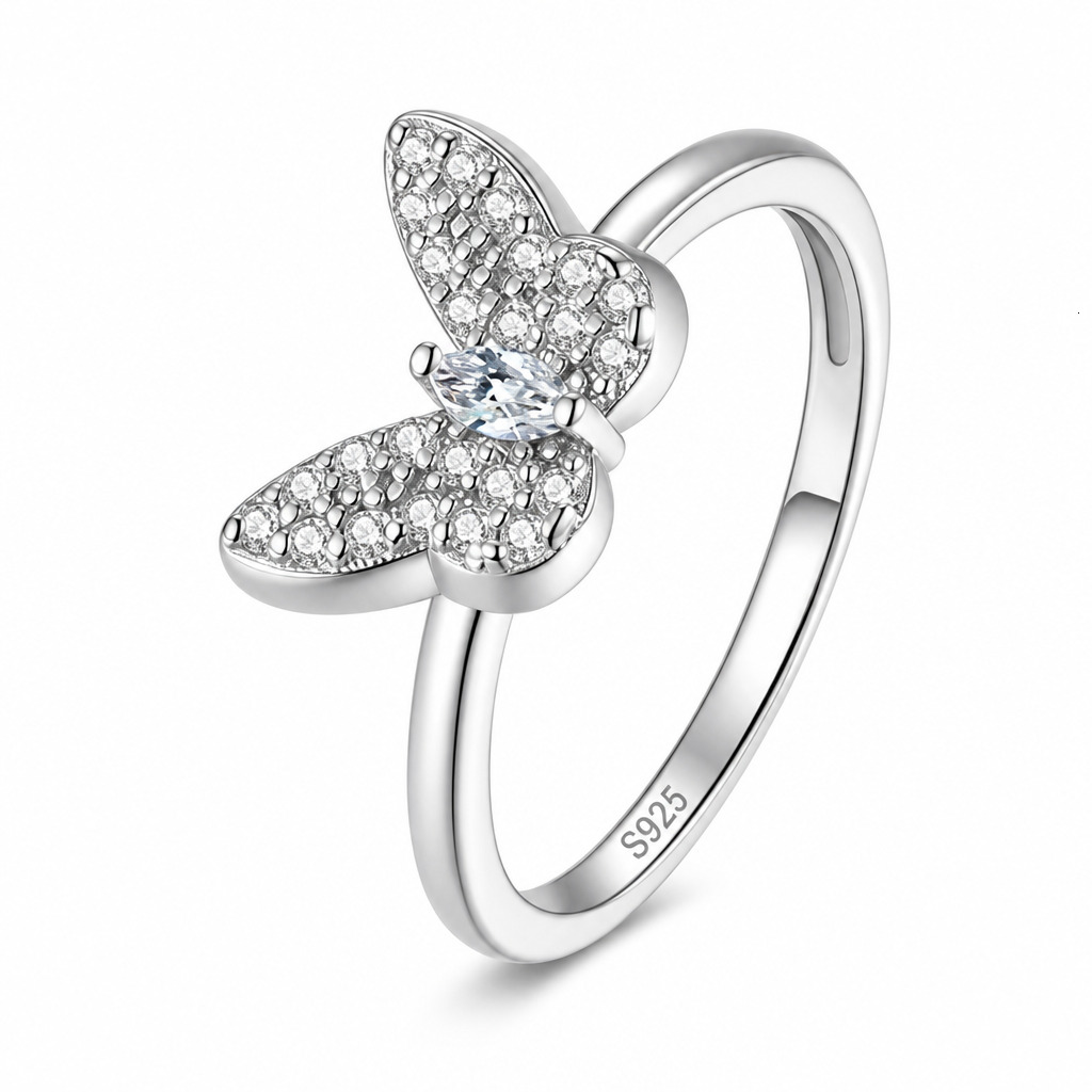 Moissanite Gemstone 925 Sterling Silver Cute Ring 2.5 Grams White Rose Gold Bead Exquisite Daily Elegant Wedding Gift