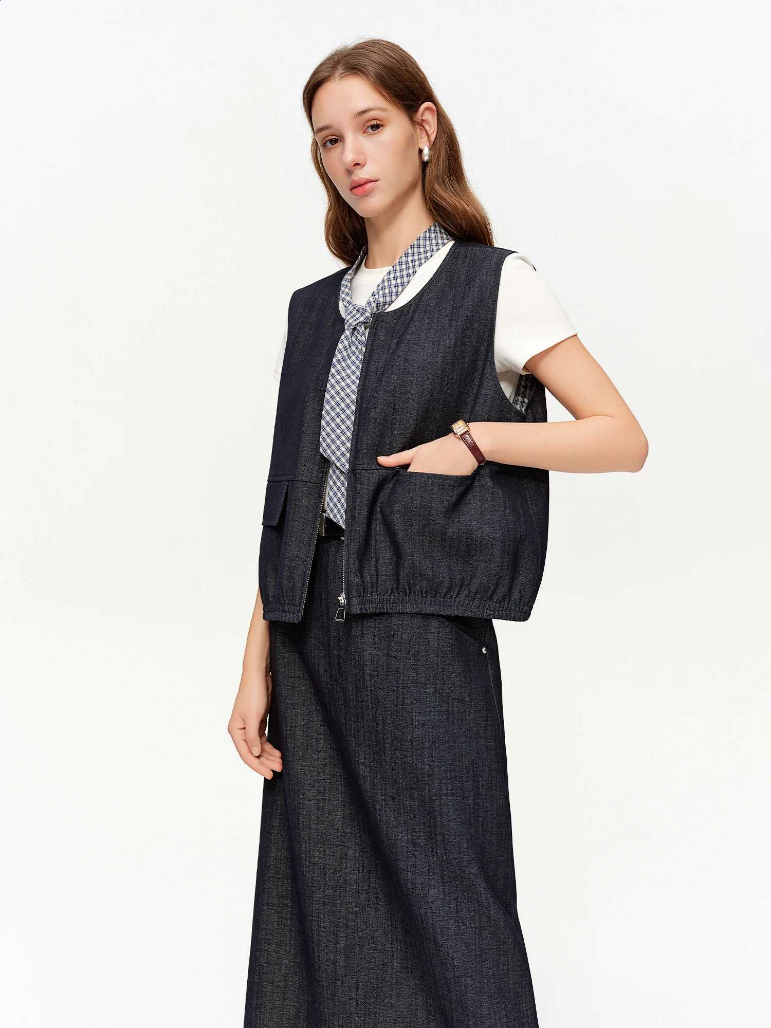 New DUSHU 2026 Womens Spring Three Pieces Set Elegant Vest Pants Long Midi Skirt Suit Y2K Vintage Casual Chic Coord OutfitsW260915