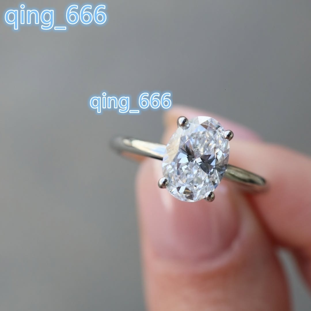 Factory Price 2ct Crushed Iced Cut Oval Moissanite Solitaire Engagement Wedding Ring 14K 18K White Gold VVS1 Gemstone Rings