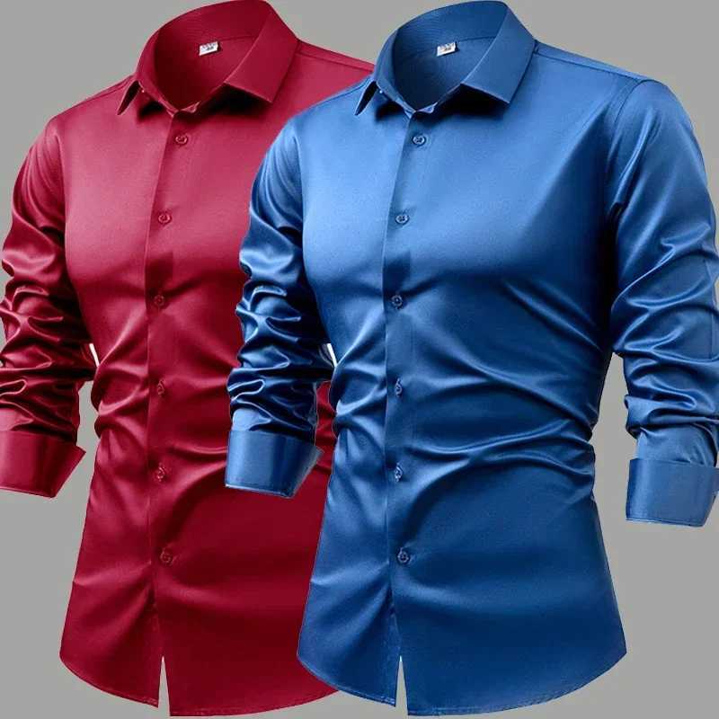 Silk cotton long sved shirt men's pure white shirt 2025 spring sense inch shirt casual business suit formal wear Q260917