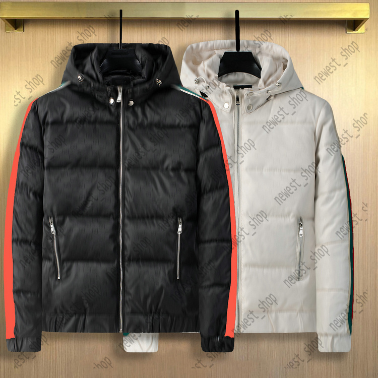 Designer Mens outwear coats jacket luxury zipper classic double letter Pattern green red striped patchwork hooded winter warm thick cotton jackets c