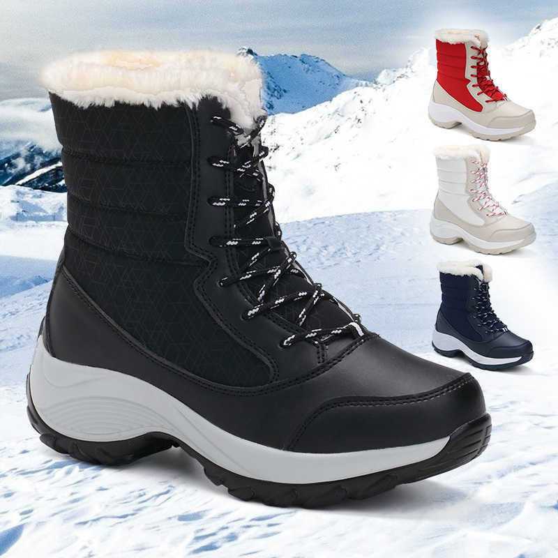 Ankel Boots for Women Winter Outdoor Warm Snow Boots Chunky Platform Waterproof Non-slip Warm Shoes Woman Boots Plus Size Casual D260917