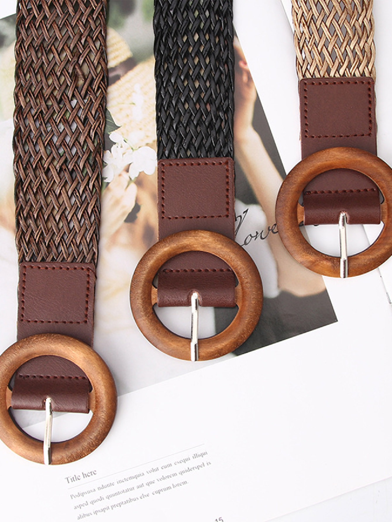 1pc Women's New Ethnic Style Mori Girl Versatile Fashion Woven Leather Belt Dress Decoration Suitable for Da W260917