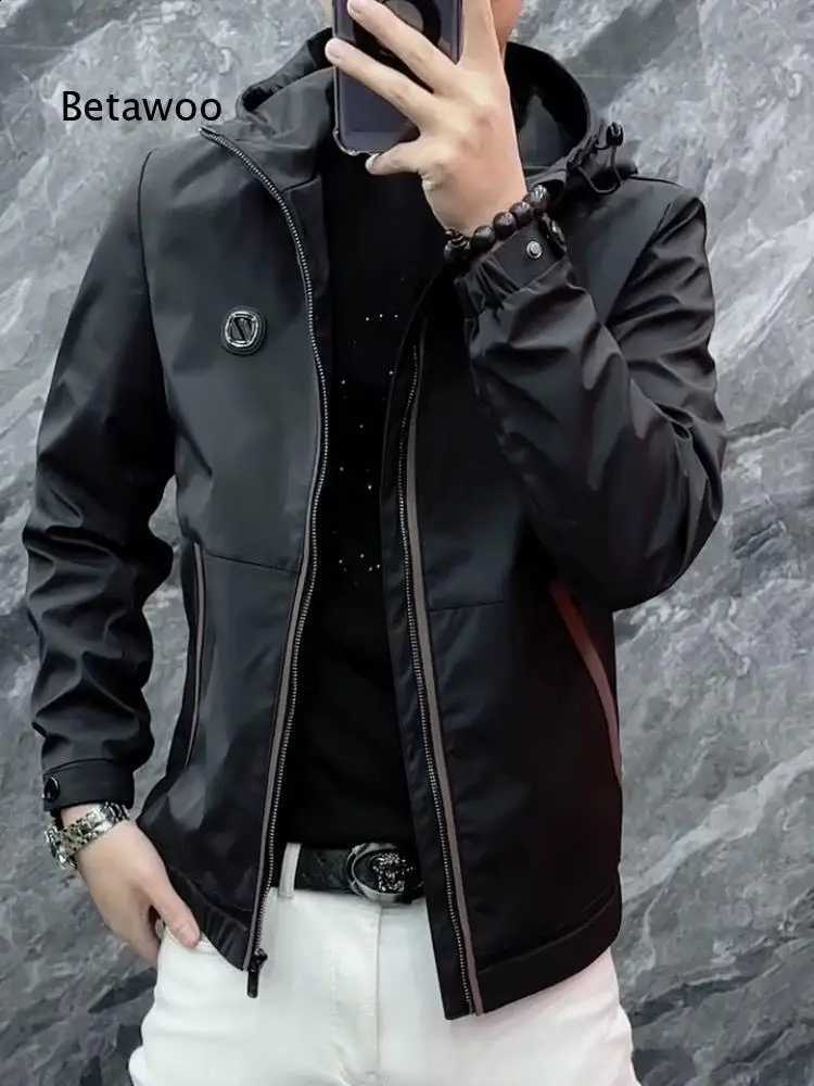 Men Hooded Zip Up Bomber Jacket Long Sleeve Casual Windbreaker Coat for Autumn Winter Daily Outdoor Wear C260917