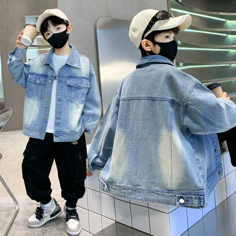 New Boys' 2025 Korean Style Denim Jacket with Front Pocket Kids Child Multi Season Casual Long Sleeve Coat Hot Sale Age 3-14 YT260916