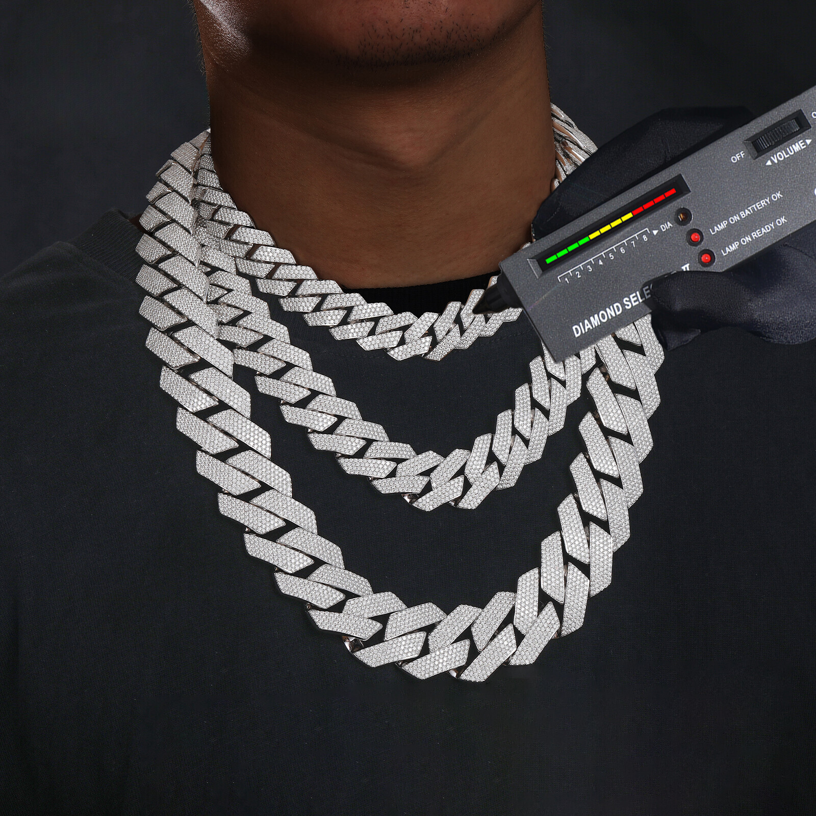High-quality hip-hop jewelry 6-20mm 925 sterling silver VVS silicon diamond iced-out Cuban men's chain necklace
