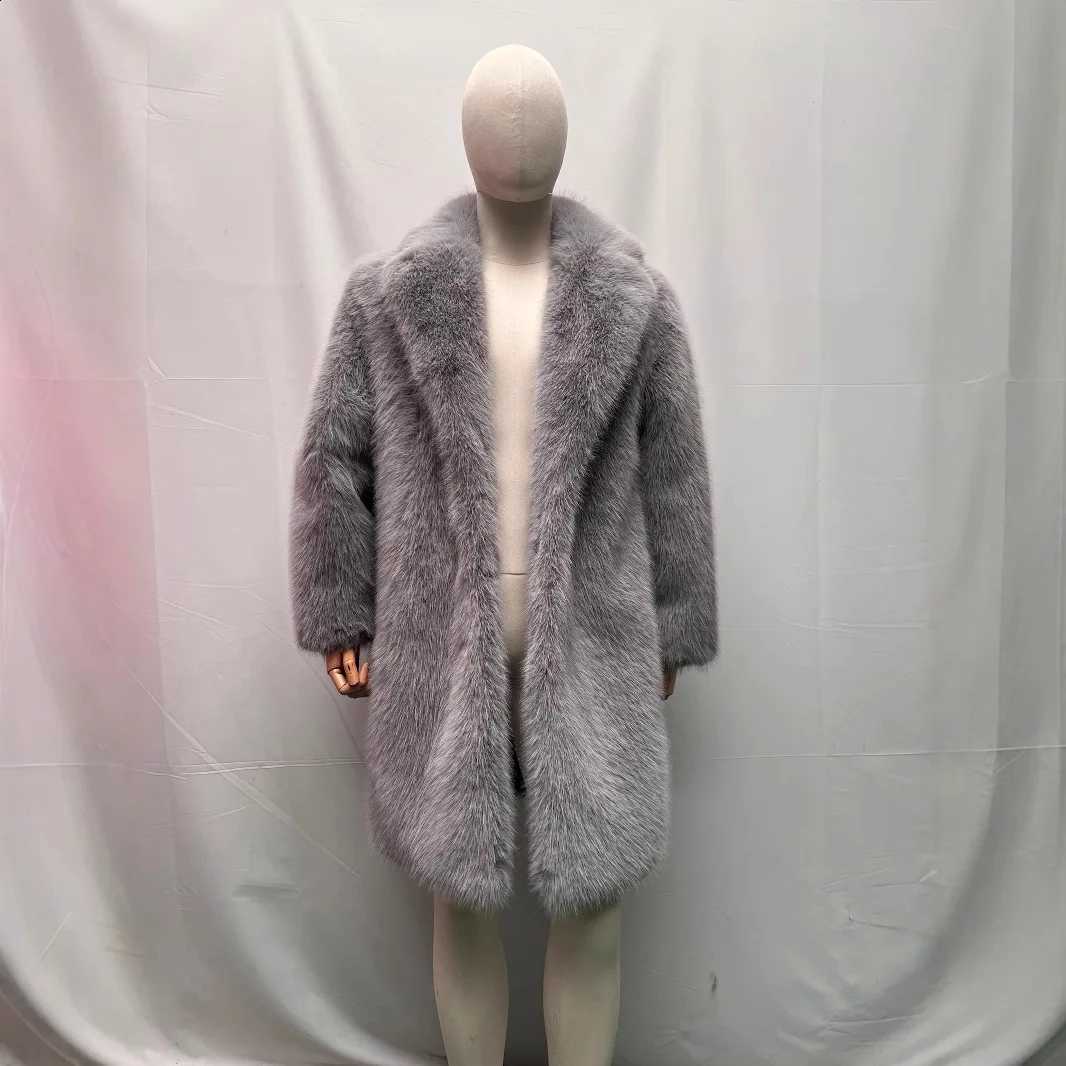 Men Long Sleeve Faux Jackets Fur Overcoat Solid Cardigan Fur Single Breasted Outerwear Casual Loose Pockets 2025 Autumn W260915