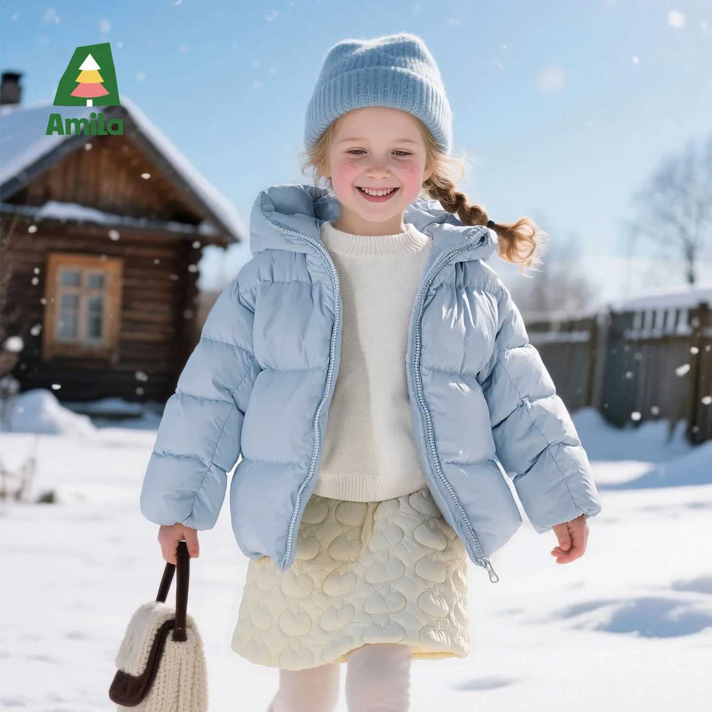Girls' 2026 Winter Amila Kids Regular Down Jacket Thickened Warm Coat Black Blue Zipper Comfortable And Casual J260917