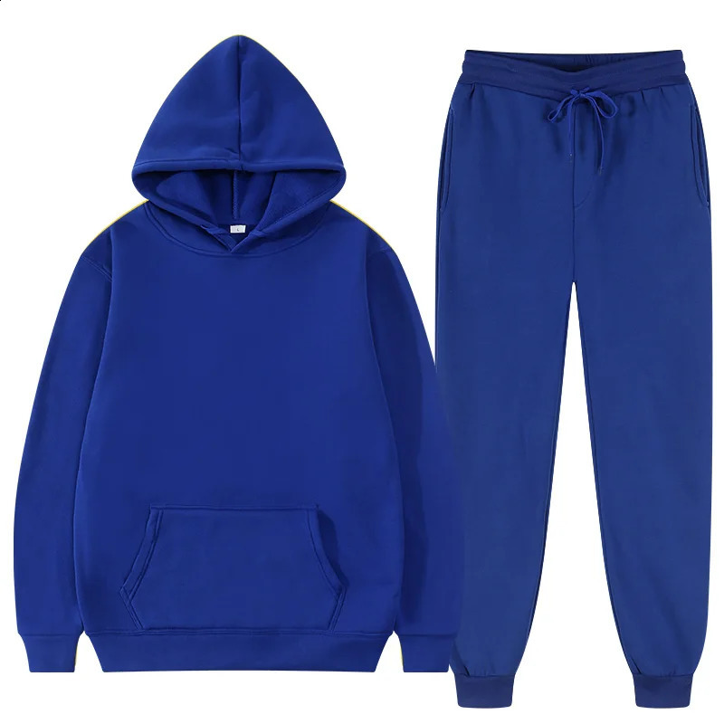 Winter Hoodie Sets Men Fashion Fleece Red Hoodies Black Pants Casual Jogger Suit Tracksuit Sweatshirt Woman Pullover 260917