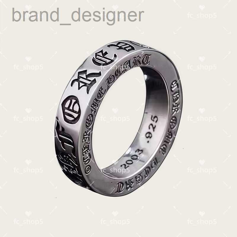 Designer chrome-plated cross ring S925 sterling silver plated hip-hop men and women retro cross silver chrome ring jewelry gift 12