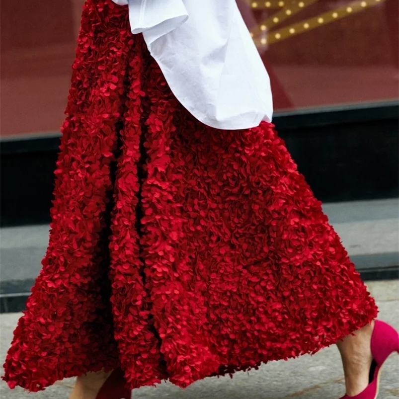 Bornladies Winter Red Fashion Long Petal Skirt Womens Inspired Evening Gown Elegant Lady Unique High Waisted Skirt 260917