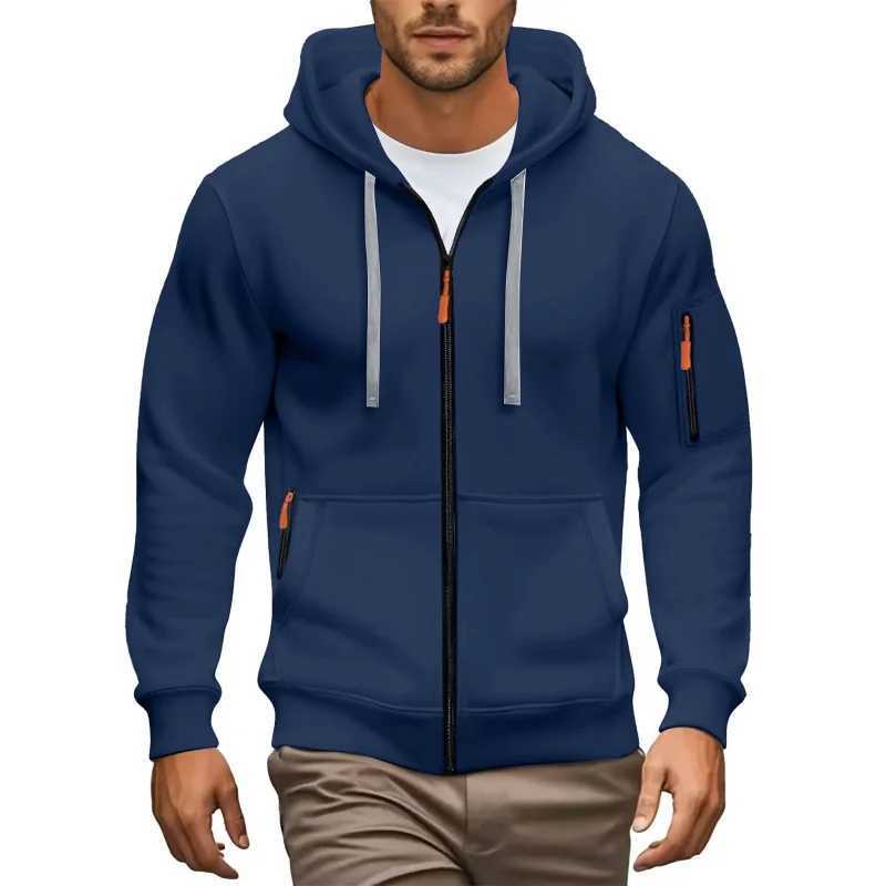 Hoodie Men Full Zip Long Slve Hooded Sweatshirt Multi Zipper Pockets Drawstring Casual Daily Outdoor Sports Jacket S260917IYF9