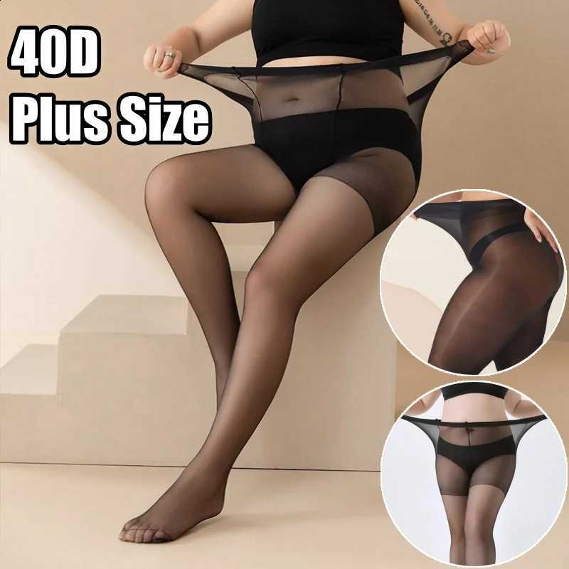 40D Plus Size Women Summer Sheer Pantyhose Anti Run Reinforced Toe Elastic Waist For Big Legs Comfortable Stretchy Tights H260916