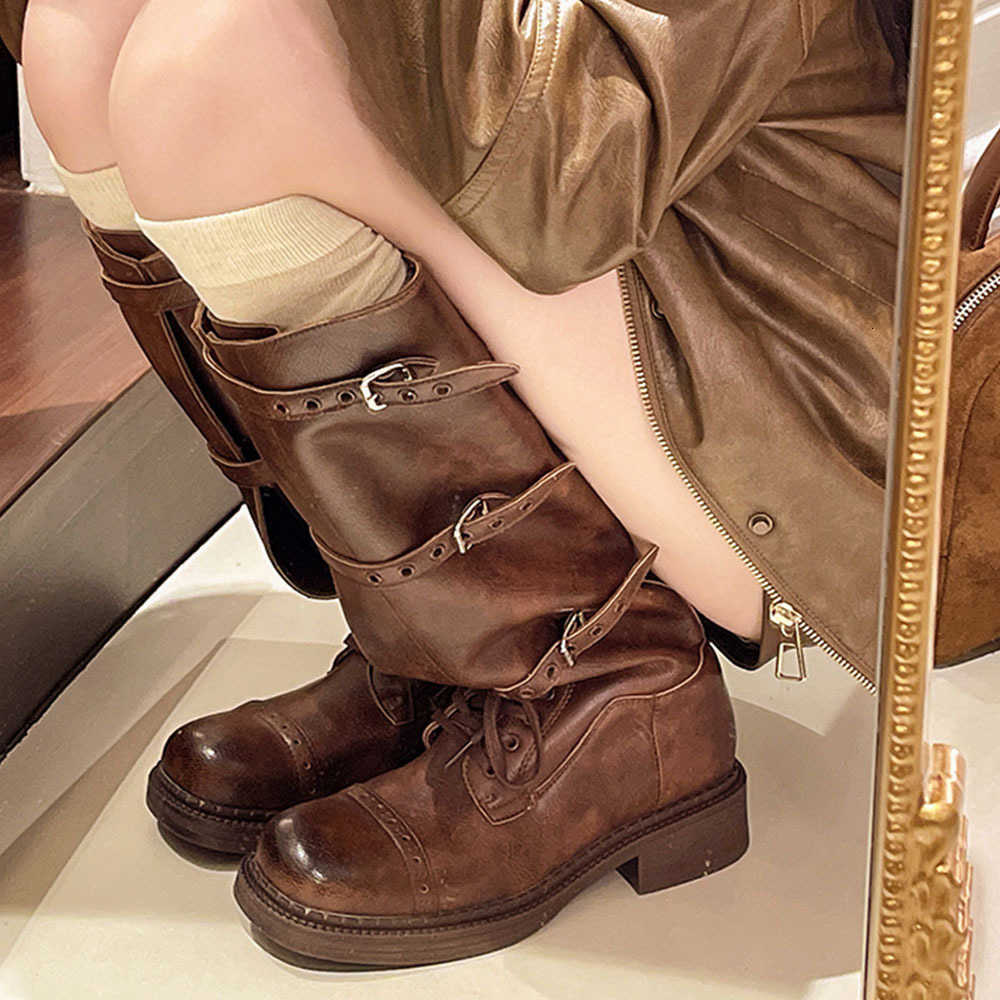 Punk New Winter 2026 Chunky Heels s Riding Boots Cool fashion Street Knee High Motorcycles Boot Shoes For Women D260917