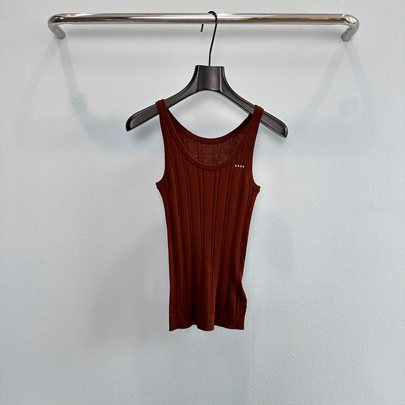 Sexy Knit Tank Tops For Women Darkred Tight High Elastic Cozy Ribbed Brand Cropped Top Summer Layering Thin Yoga Sporty Vests