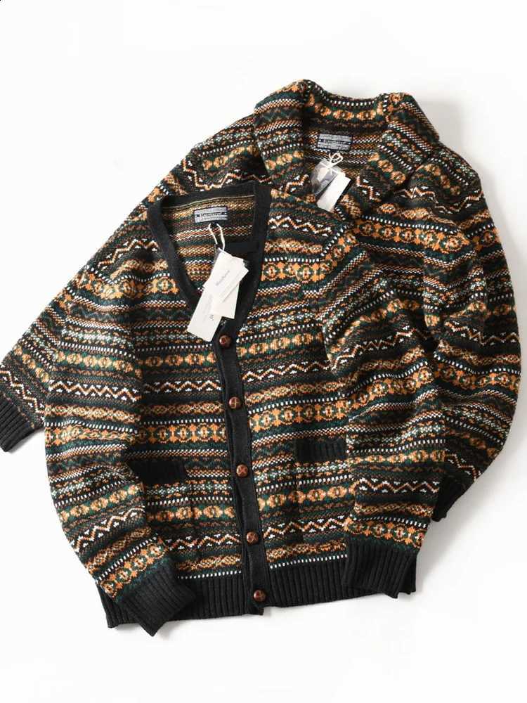 Isle Nordic Retro Ethnic Fair Style Heavyweight Cotton-Wool Blend Chunky Knit Jacquard Cardigan Men's Autumn Winter Sweater Coat J260916