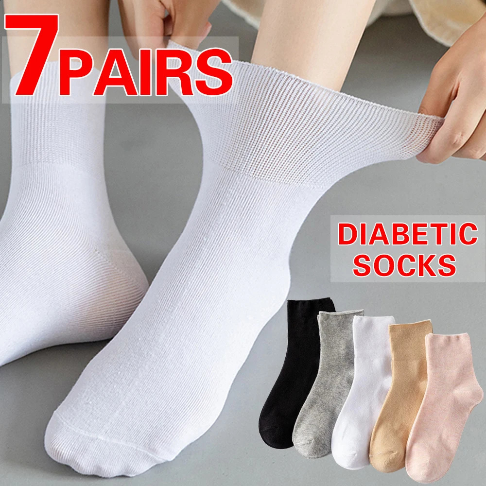 7 pairs women's non binding diabetes socks comfortable breathable shoes suitable for elderly and pregnant women for fat feet 260917