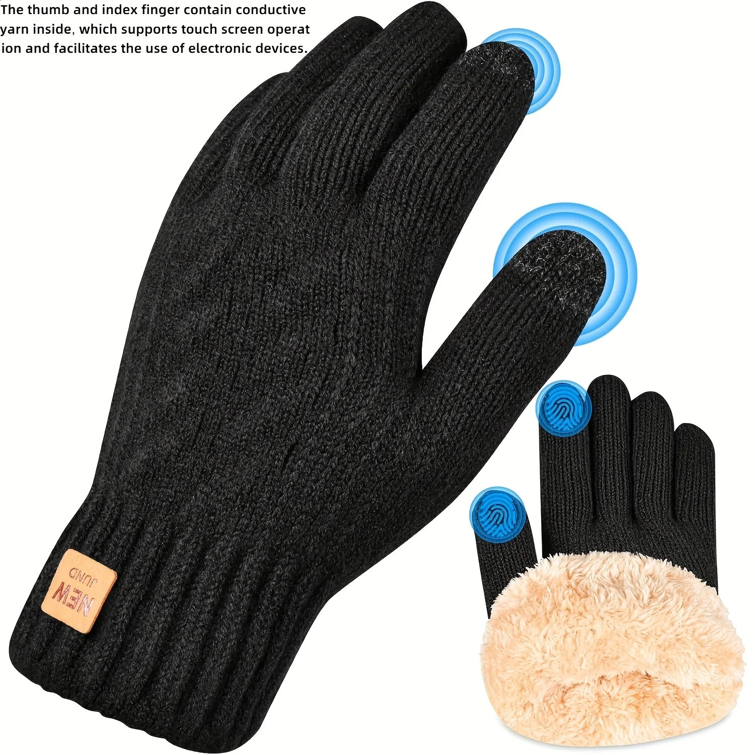 Men's and Women's Warm Winter Gloves Double-layer Thick Elastic Patch All Finger Suitable for Running Skiing Cycling260915