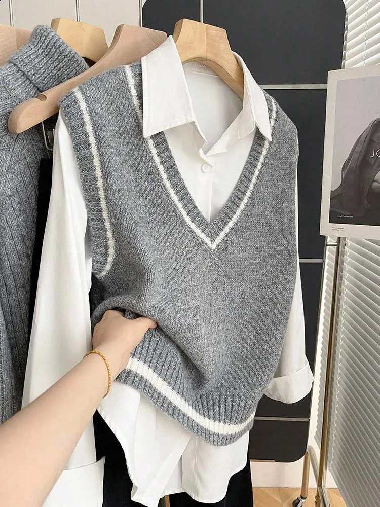Women's V-neck Woolen Vest Fashionable Versatile and Casual Suitable for Daily Outings Only the Vest Included X260916