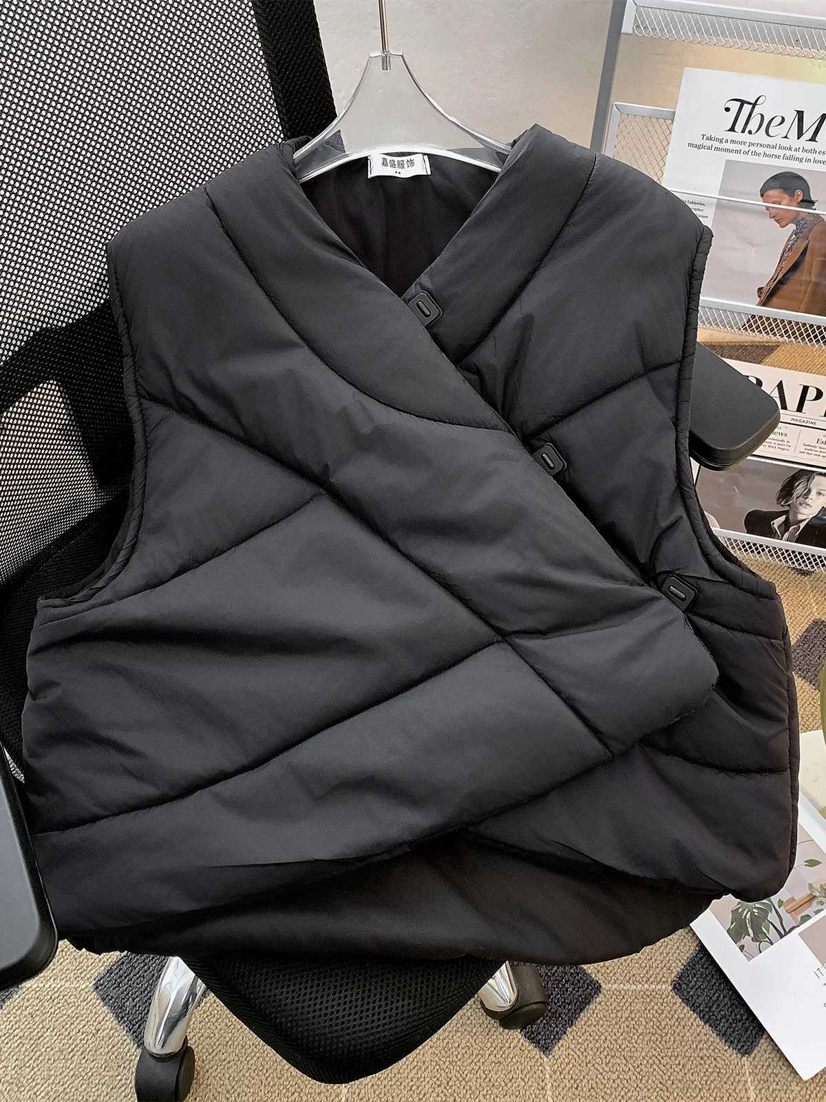 American Irregular Short Sveless Down Padded Jacket Korean Style Fashionable Vest Men's Cleanfit Vest Cotton Jacket Q260917