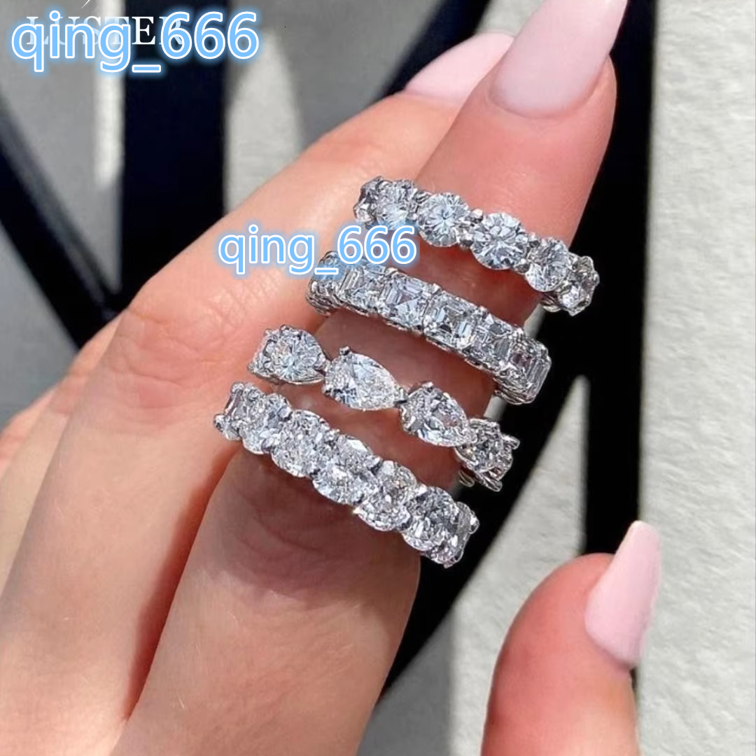Luster Deposit Custom Bridal Band Design 10k/14k/18k Eternity Engagement Wedding Real Gold Moissanite Ring for Woman