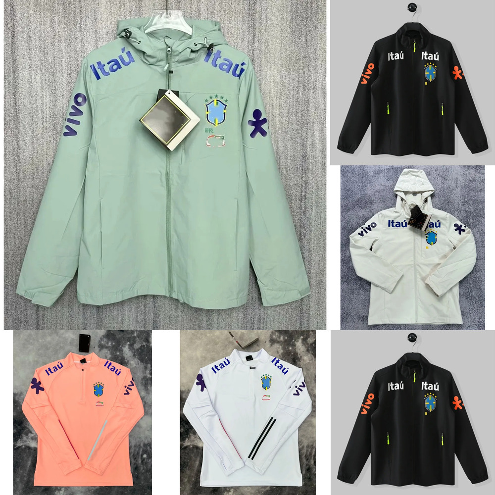Brazil mens designer clothes mens designer jacket long sleeve hoodie soccer jersey zip up warm training coat Luxury winter gym Sports windbreaker