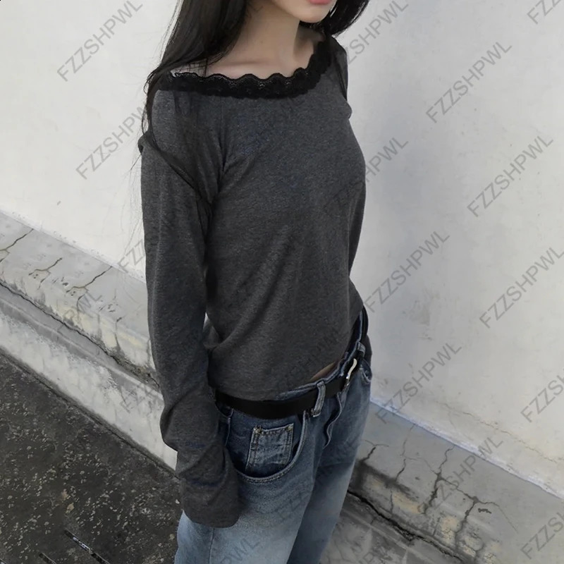 Lace Aesthetics Graphic Print Casual Gothic Y2k Long sleeve Top Spicy Girls Hip Hop Crop top Punk Streetwear Long sleeve T-shirt 260917