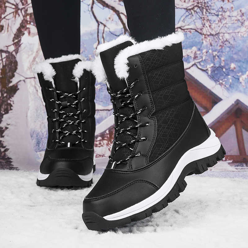 Mid-tube Boots Women's Cotton Boots Plus Velvet Non-Slip Autumn and Winter Snow Boots Women's Korean fa1 Thick-soled Antifre D260917