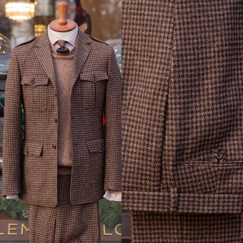 Handsome Houndstooth Mens Suits 2 Pieces Jacket Pants Single Breasted Formal Business Office Party Wear Customized Chaqueta Hombre