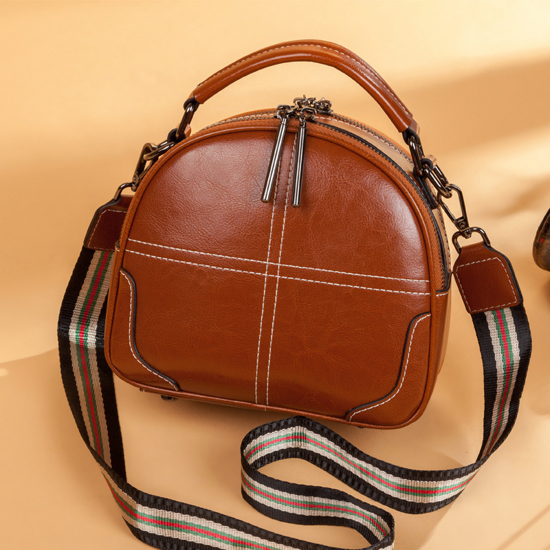 New Women's Luxury Designer Leather Shoulder Bag Fashion Half Round Women Crossbody Bags Cowhide Female Handbags 9822