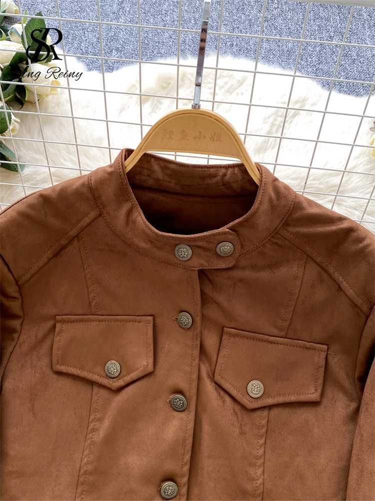 2Pcs SINGREINY Fashion Fake Suede Sets Autumn Metal Button Long Sleeve Top+ Sashes Tierred Short Skirt Women Trendy Street SetsW260915