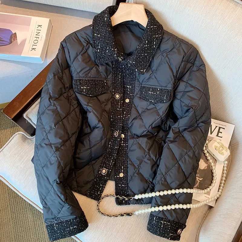 Bla Quilted Cotton Jaet Women's Winter Lightweight Pattern Faionable Design Casual Loose Fit Long Sve Coat H260917