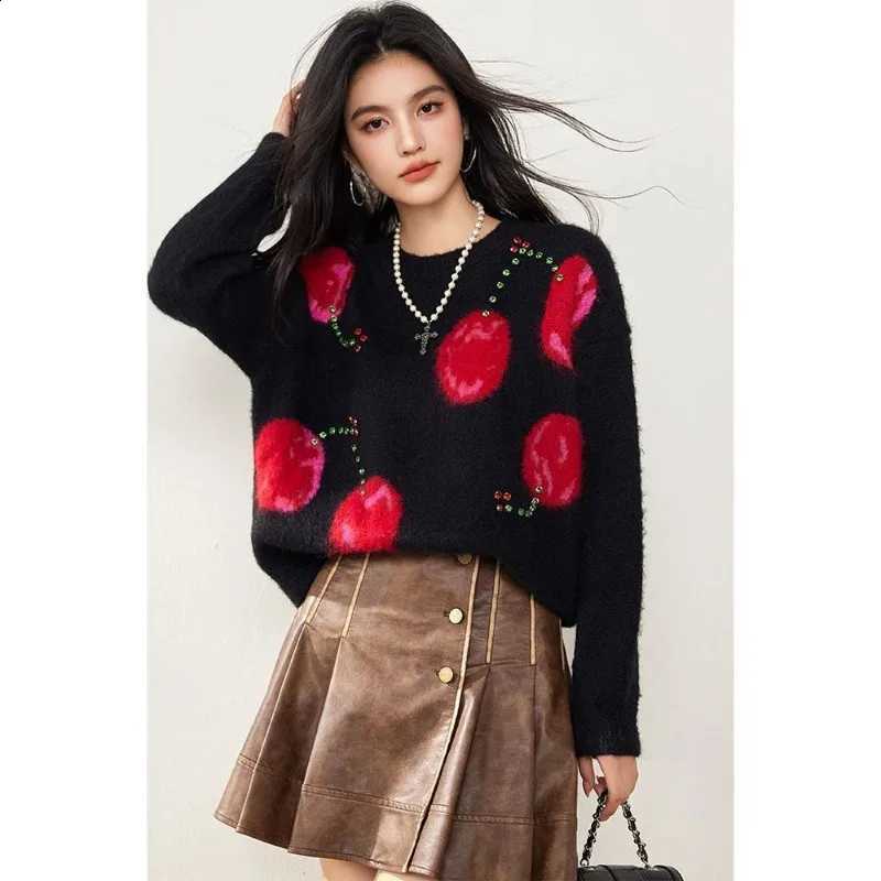 High Loose Long Hair Elastic Round Neck Pullover Sweater Women's Autumn Winter New Thickened Top J260916