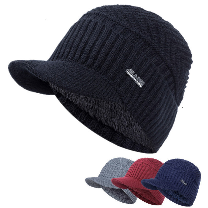 Unisex Warm Winter Hats Stylish Add Fur Lined Soft Beanie Cap With Brim Thick Knitted For Men Women Drop 260916