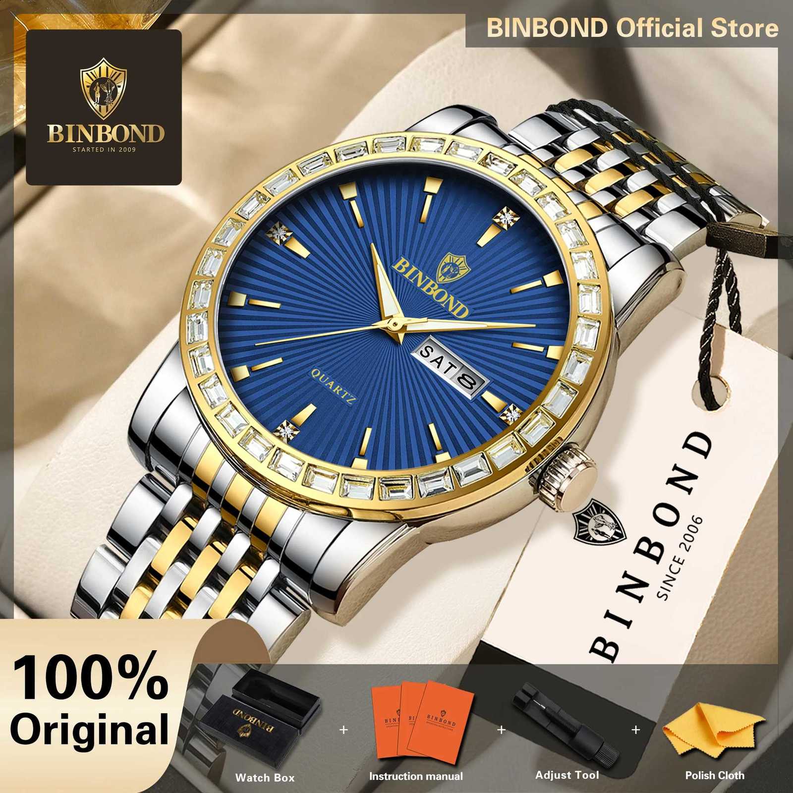 BINBOND Orginal Quartz Watches For Men Luxury Luminous Waterproof Men's Watch Reloj Pare De Lujo Hombre Masculino +Gift BoxT260916
