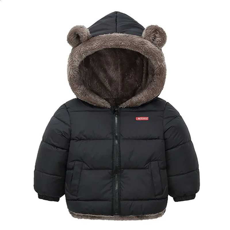 2027 Coat Cashmere Autumn Children Winter Thicken Jacket Boys Girls Solid Color Hooded Jackets 2-6 Years Kids Parka Outerwear J260917