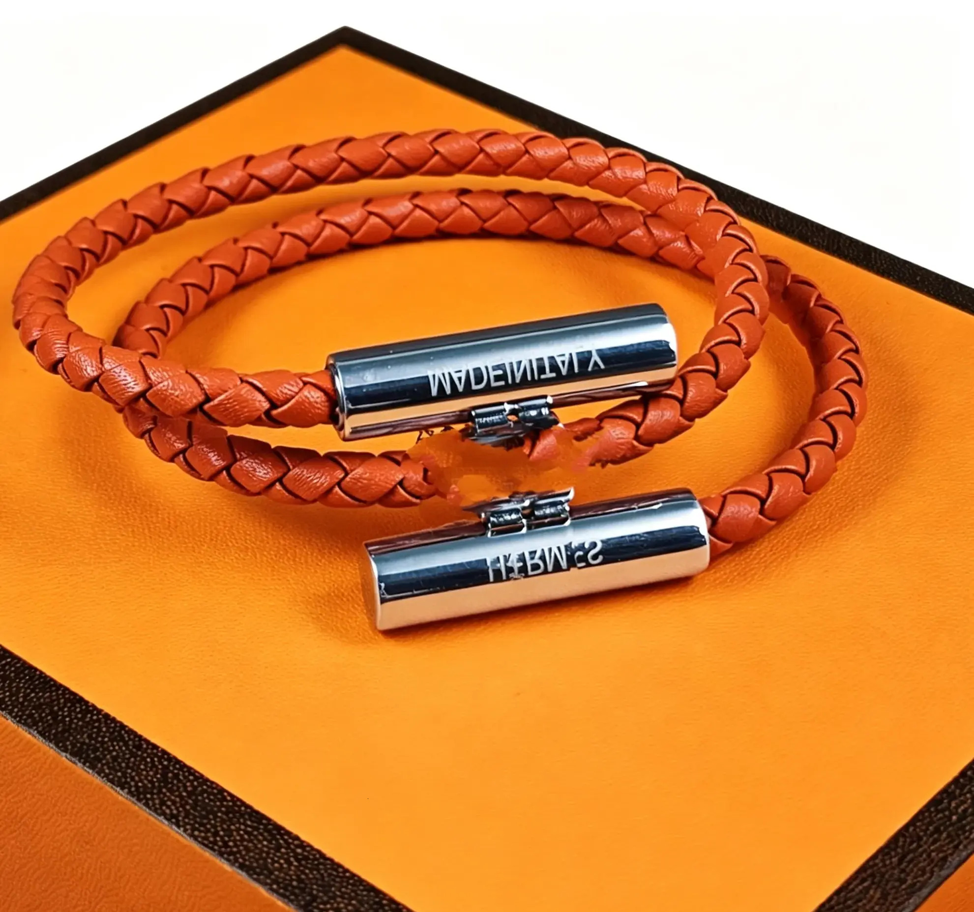 Solid Hard Bangles H Adjustable Braided Rope Bracelet Luxury Jewlery Designer For Women Men Couple Unisex Classic Fashion Stainless Steel Gold Plate